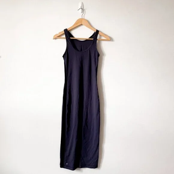 Lululemon Lab Noir Bodycon Midi Dress Cadet Blue Sz 4 - Picture 3 of 6